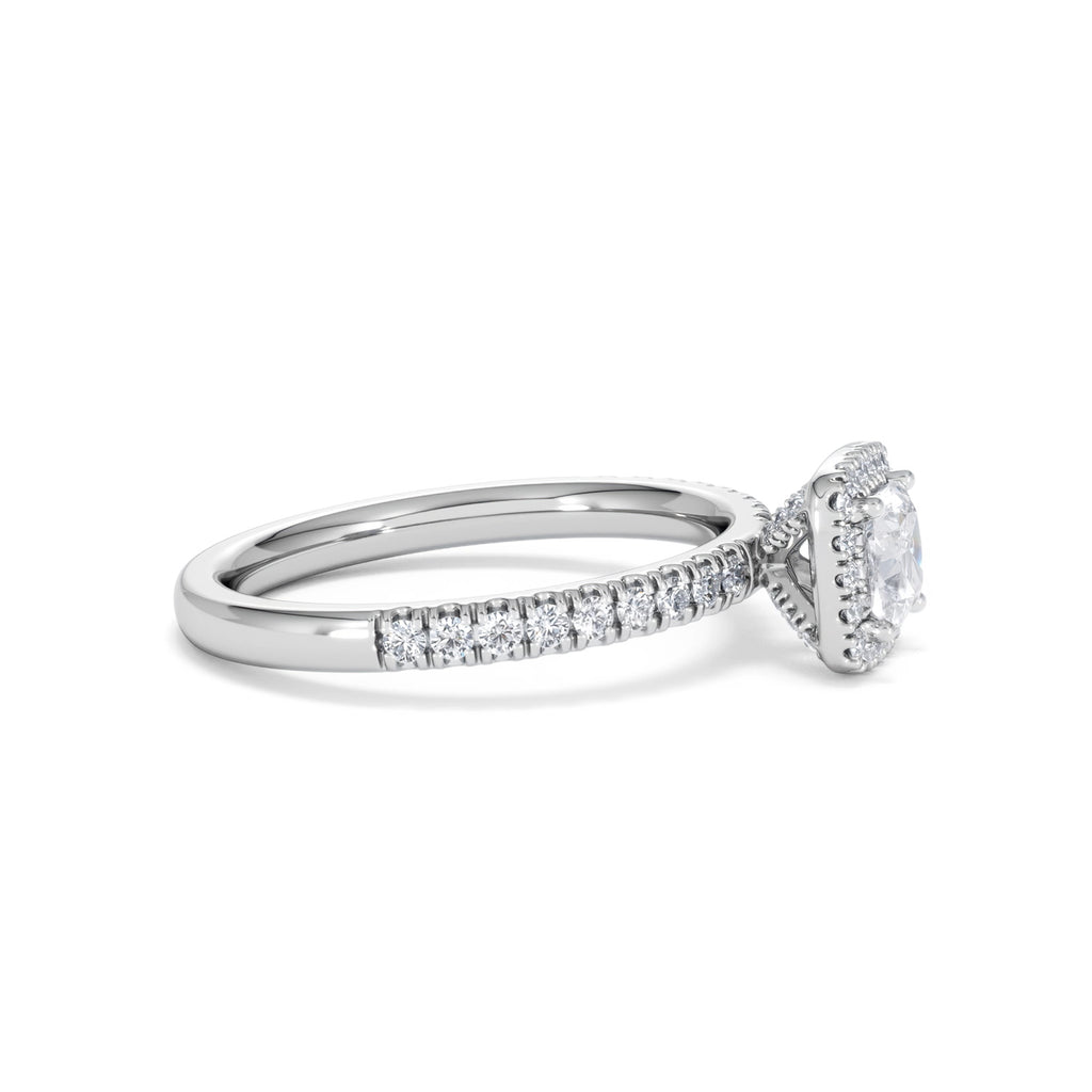 Beatrice Diamond Halo Engagement Ring in Platinum 1ct H/SI