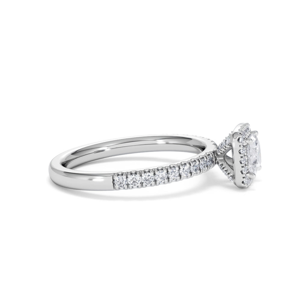 Beatrice Lab Diamond Halo Engagement Ring 18K White Gold 1ct F/VS1