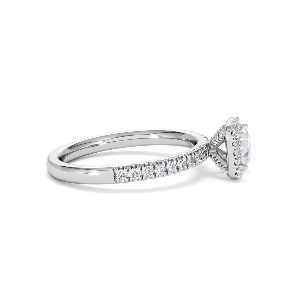 Beatrice Lab Diamond Halo Engagement Ring 18K White Gold 1ct F/VS1