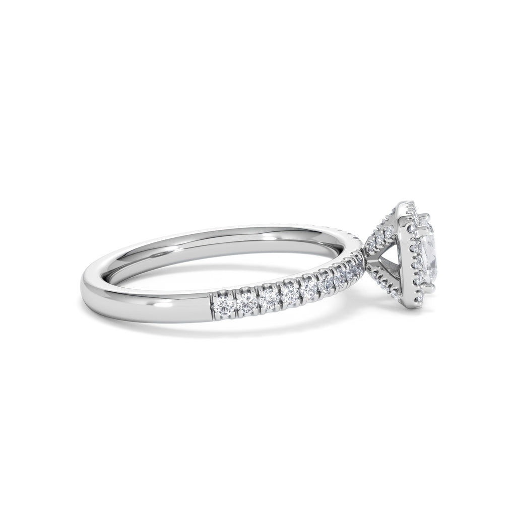 Beatrice Diamond Halo Engagement Ring in Platinum 1ct H/SI