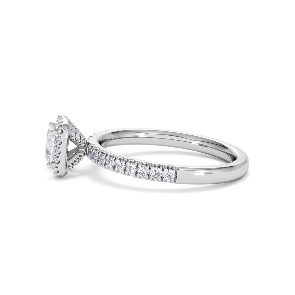 Beatrice Lab Diamond Halo Engagement Ring in Platinum 1ct F/VS1