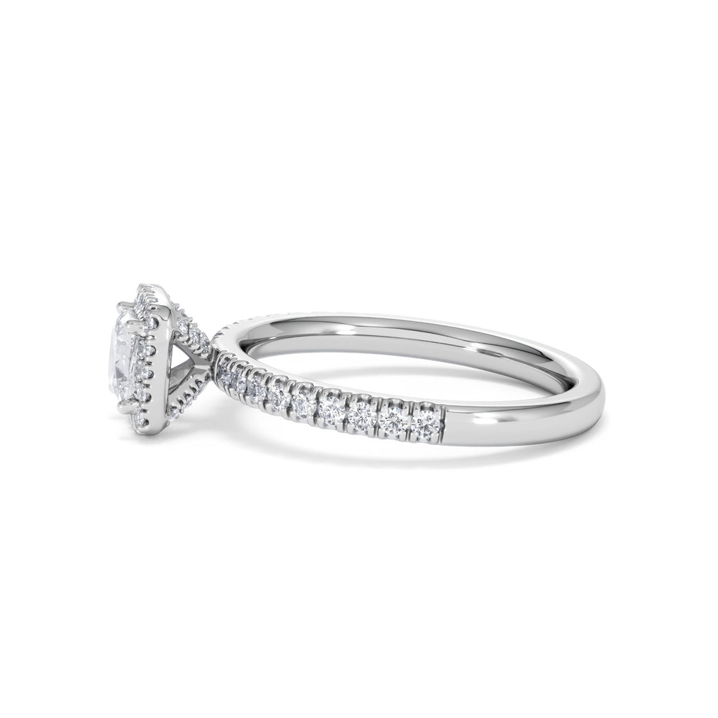 Beatrice Diamond Halo Engagement Ring in Platinum 1ct H/SI