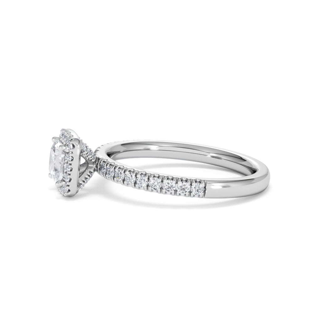 Beatrice Lab Diamond Halo Engagement Ring in Platinum 1ct F/VS1