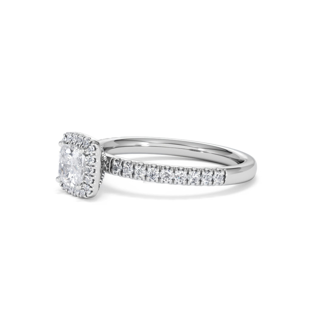 Beatrice Diamond Halo Engagement Ring in Platinum 1ct H/SI