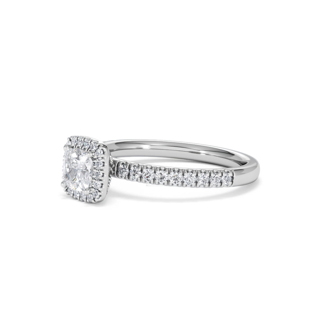 Beatrice Diamond Halo Engagement Ring in Platinum 1ct H/SI