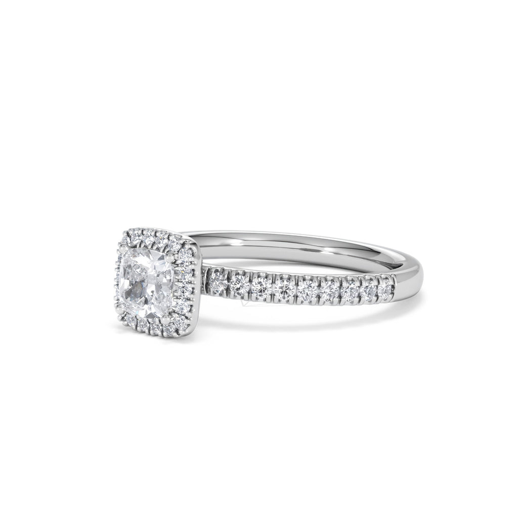 Beatrice Lab Diamond Halo Engagement Ring in Platinum 1ct F/VS1