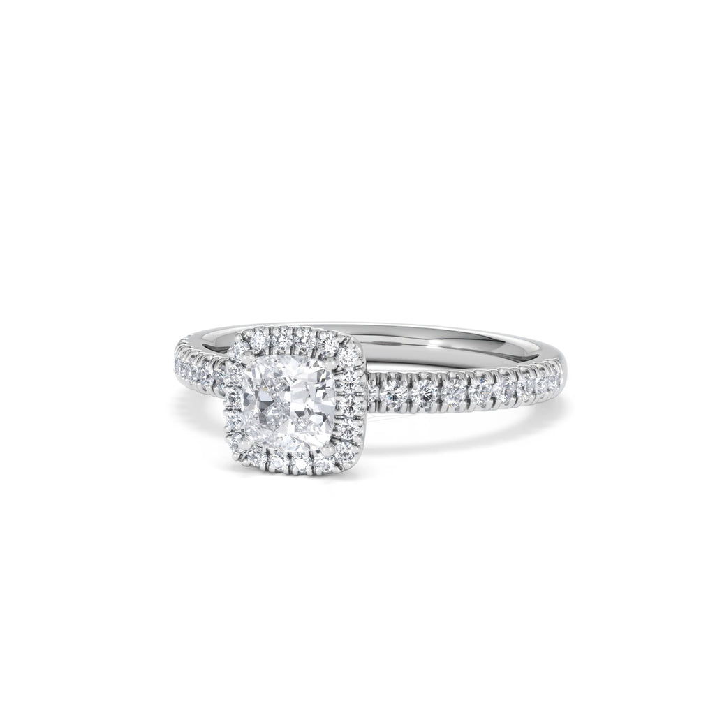 Beatrice Diamond Halo Engagement Ring in Platinum 1ct H/SI