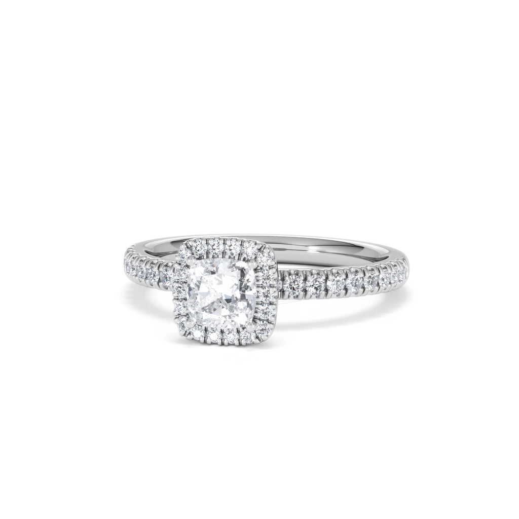 Beatrice Lab Diamond Halo Engagement Ring in Platinum 1ct F/VS1