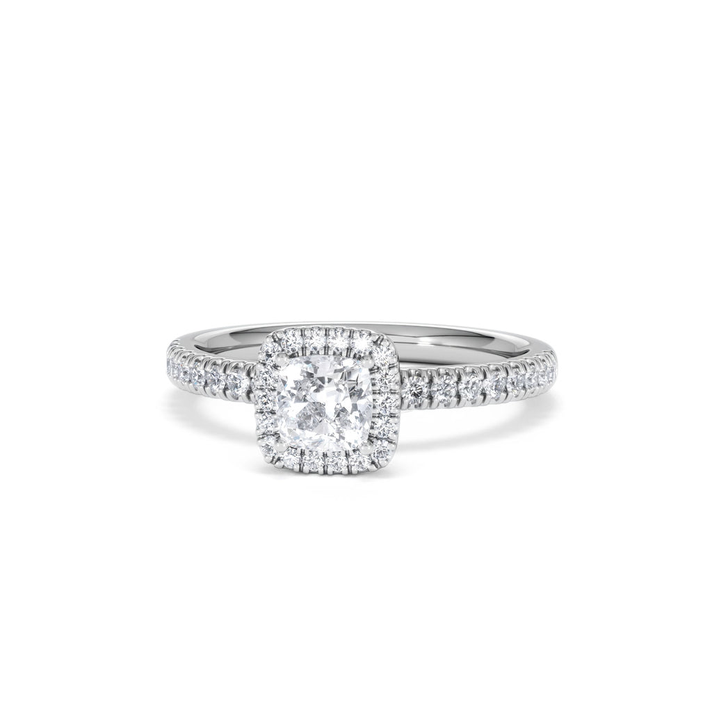 Beatrice Diamond Halo Engagement Ring in Platinum 1ct H/SI