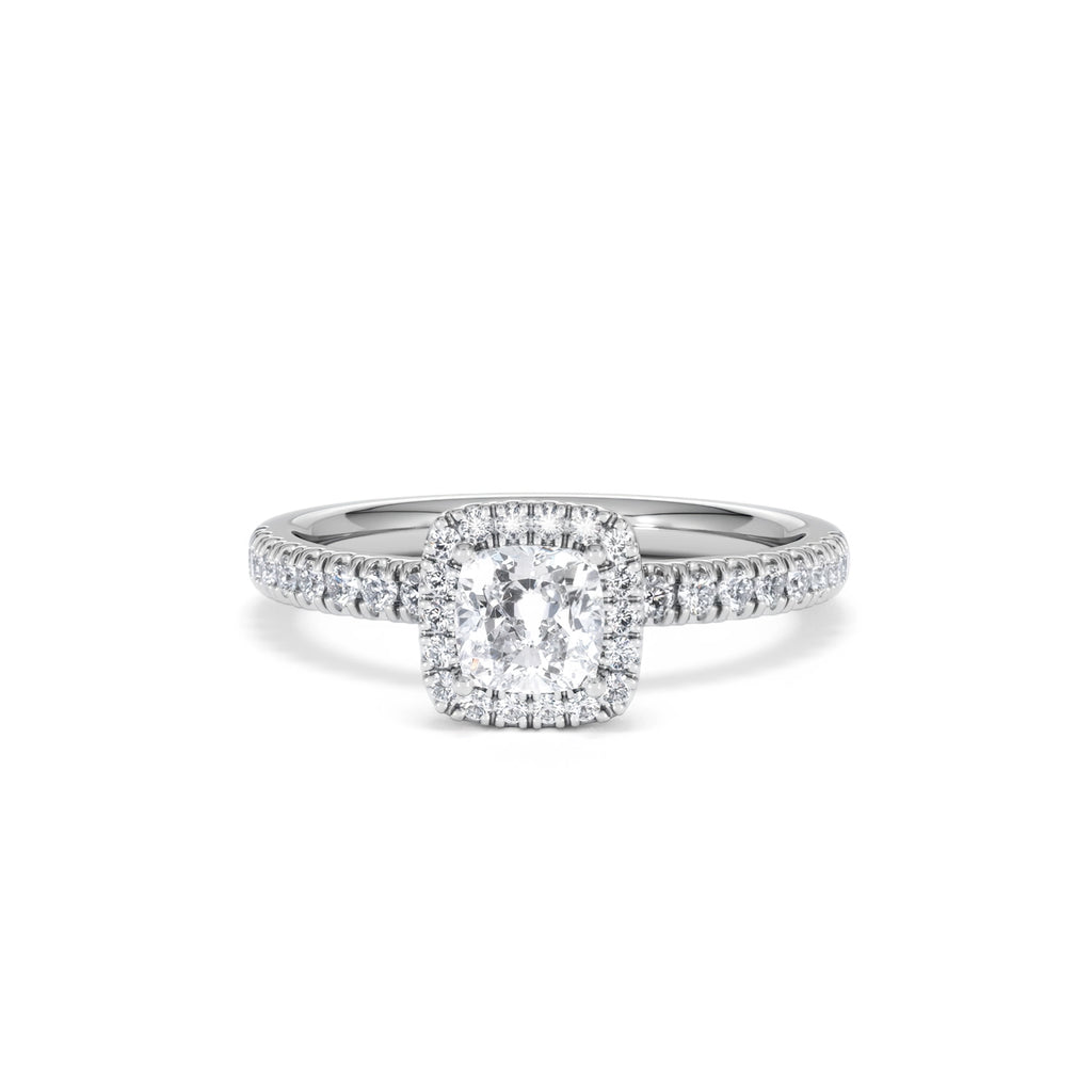 Beatrice Lab Diamond Halo Engagement Ring in Platinum 1ct F/VS1