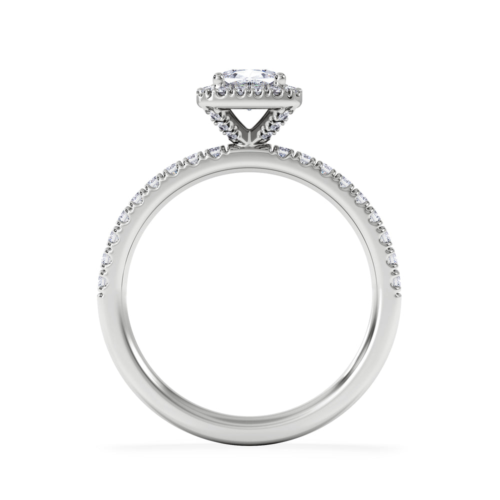Beatrice Lab Diamond Halo Engagement Ring 18K White Gold 1ct F/VS1
