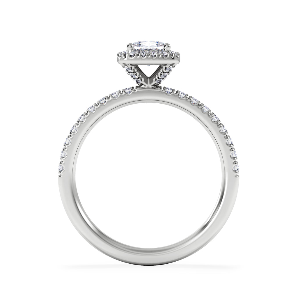 Beatrice Lab Diamond Halo Engagement Ring in Platinum 1ct F/VS1