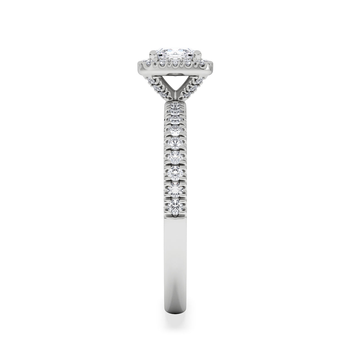 Beatrice Lab Diamond Halo Engagement Ring 18K White Gold 1ct F/VS1