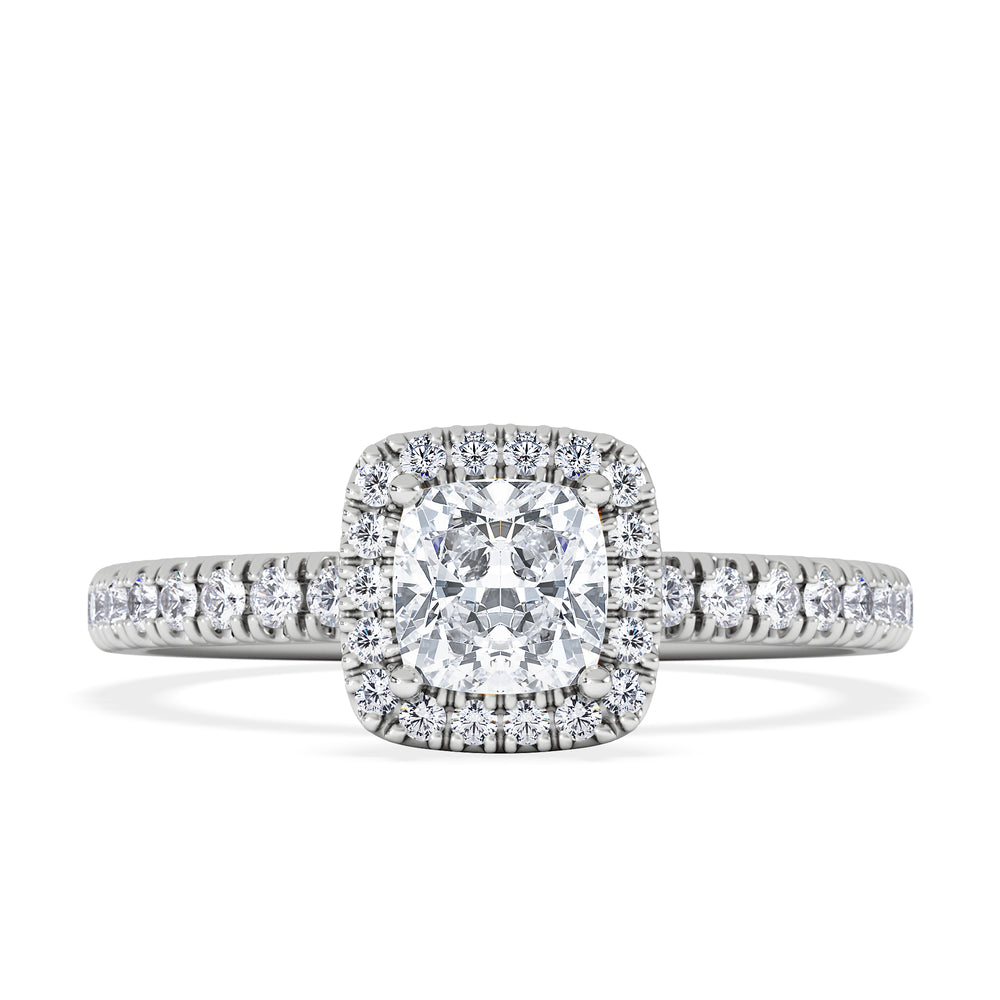 Beatrice Lab Diamond Halo Engagement Ring 18K White Gold 1ct F/VS1