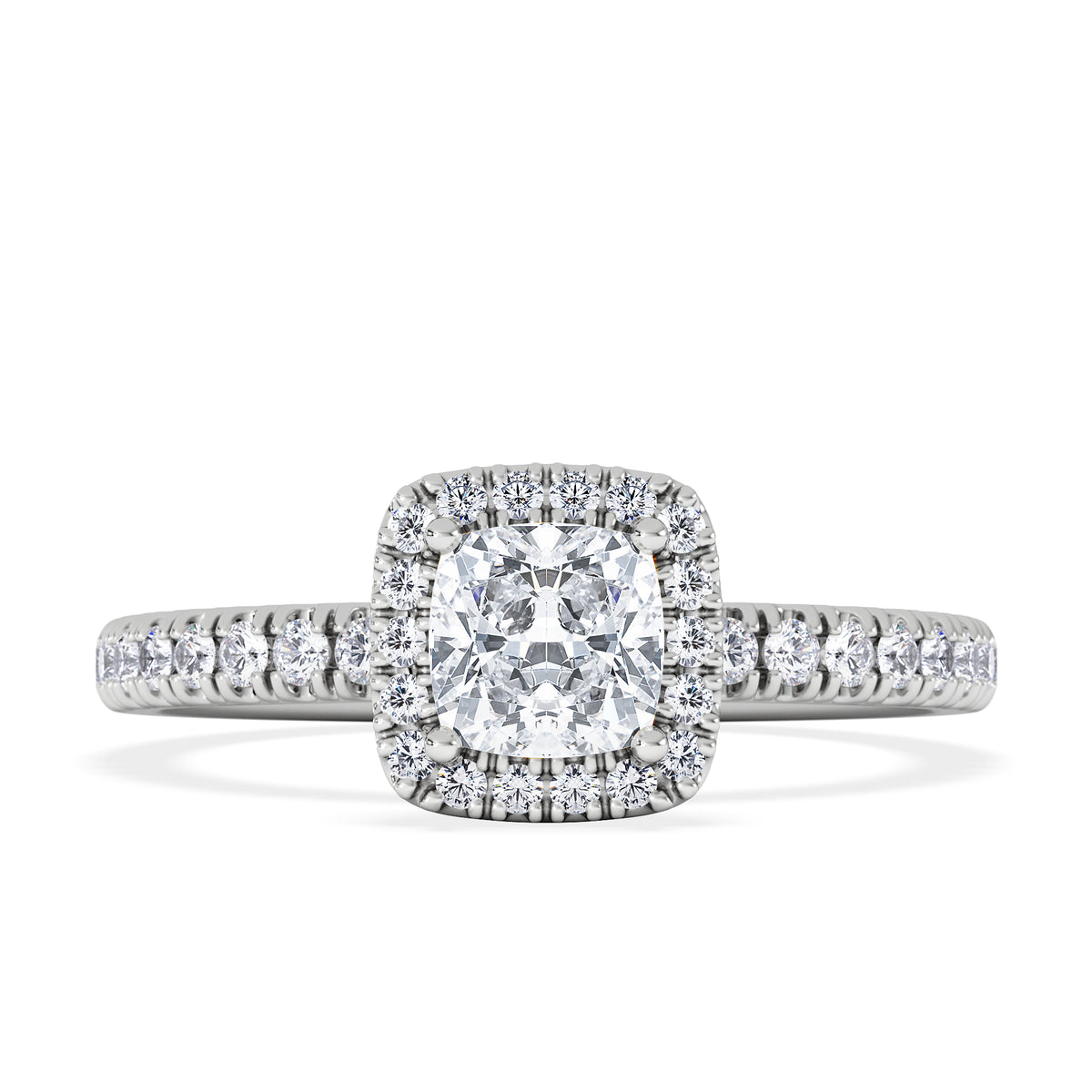 Beatrice Lab Diamond Halo Engagement Ring in Platinum 1ct F/VS1