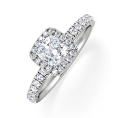 Beatrice Diamond Halo Engagement Ring in Platinum 1ct H/SI