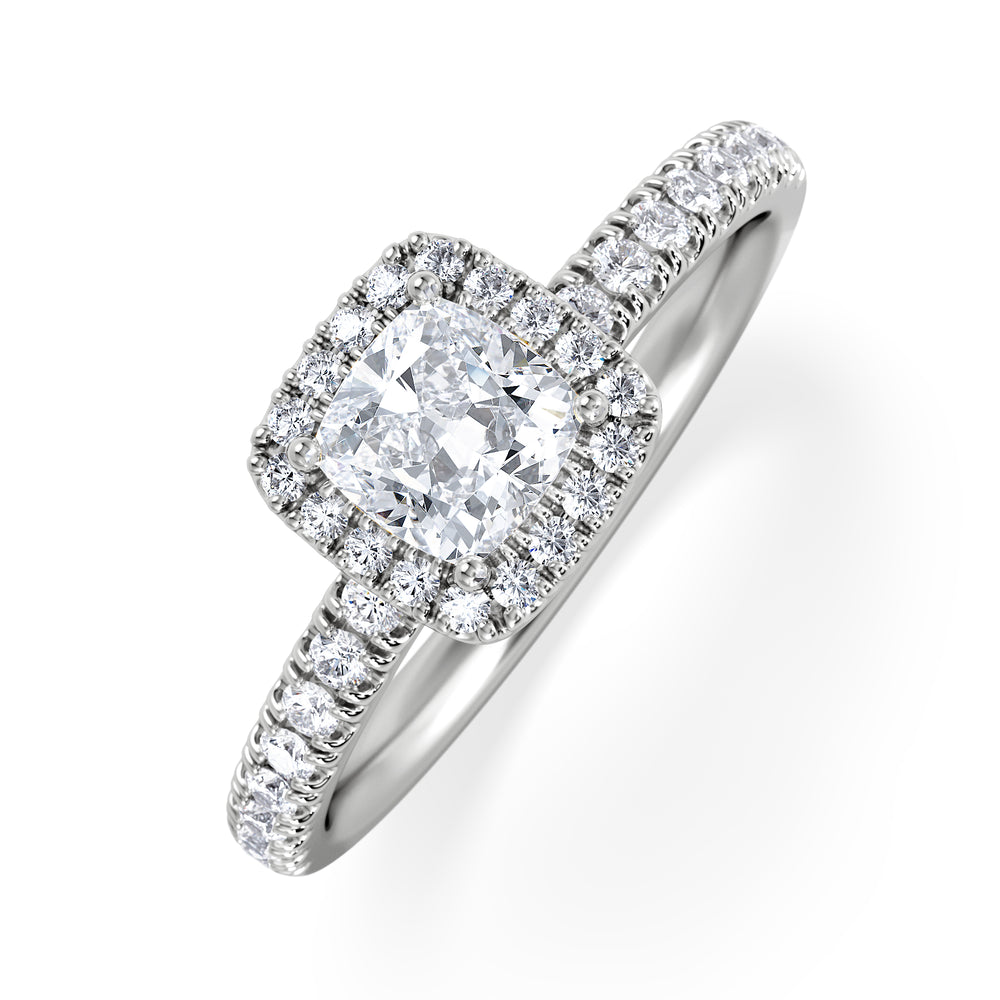 Beatrice Diamond Halo Engagement Ring in Platinum 1ct G/VS