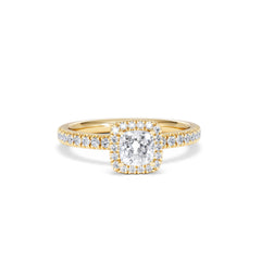 Beatrice Lab Diamond Halo Engagement Ring in 18K Gold 1ct F/VS1
