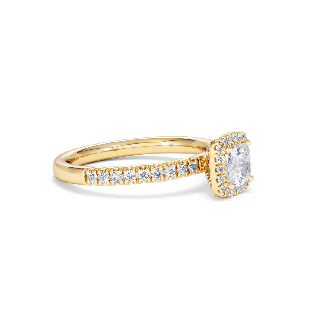 Beatrice Lab Diamond Halo Engagement Ring in 18K Gold 1ct F/VS1