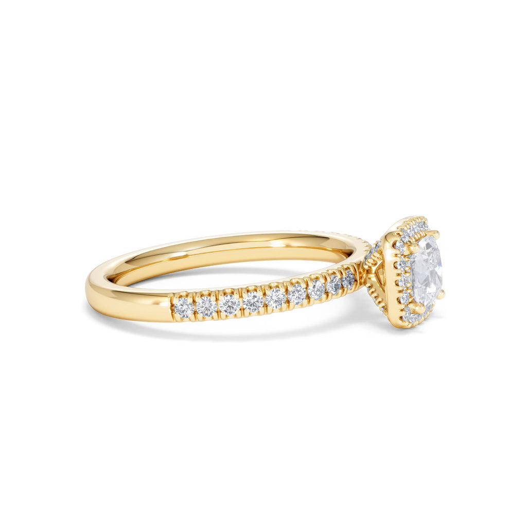 Beatrice Lab Diamond Halo Engagement Ring in 18K Gold 1ct F/VS1