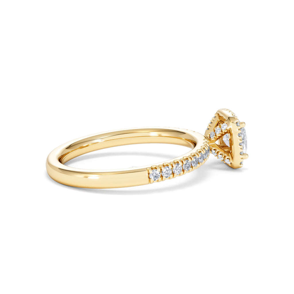Beatrice Lab Diamond Halo Engagement Ring in 18K Gold 1ct F/VS1