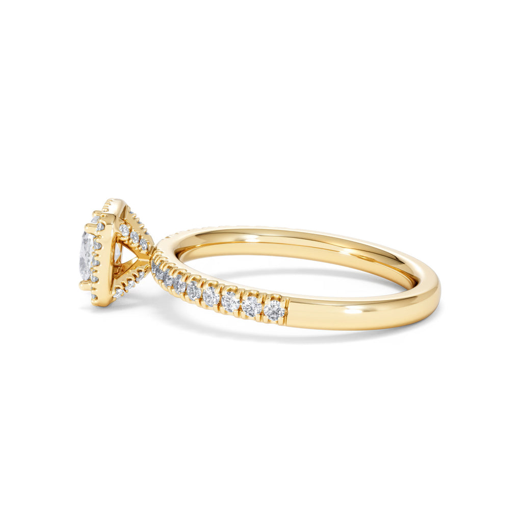 Beatrice Lab Diamond Halo Engagement Ring in 18K Gold 1ct F/VS1