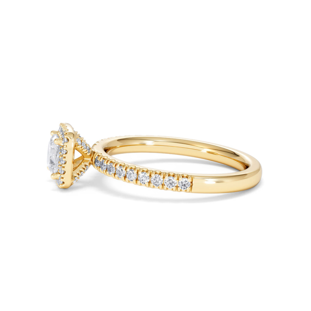Beatrice Lab Diamond Halo Engagement Ring in 18K Gold 1ct F/VS1