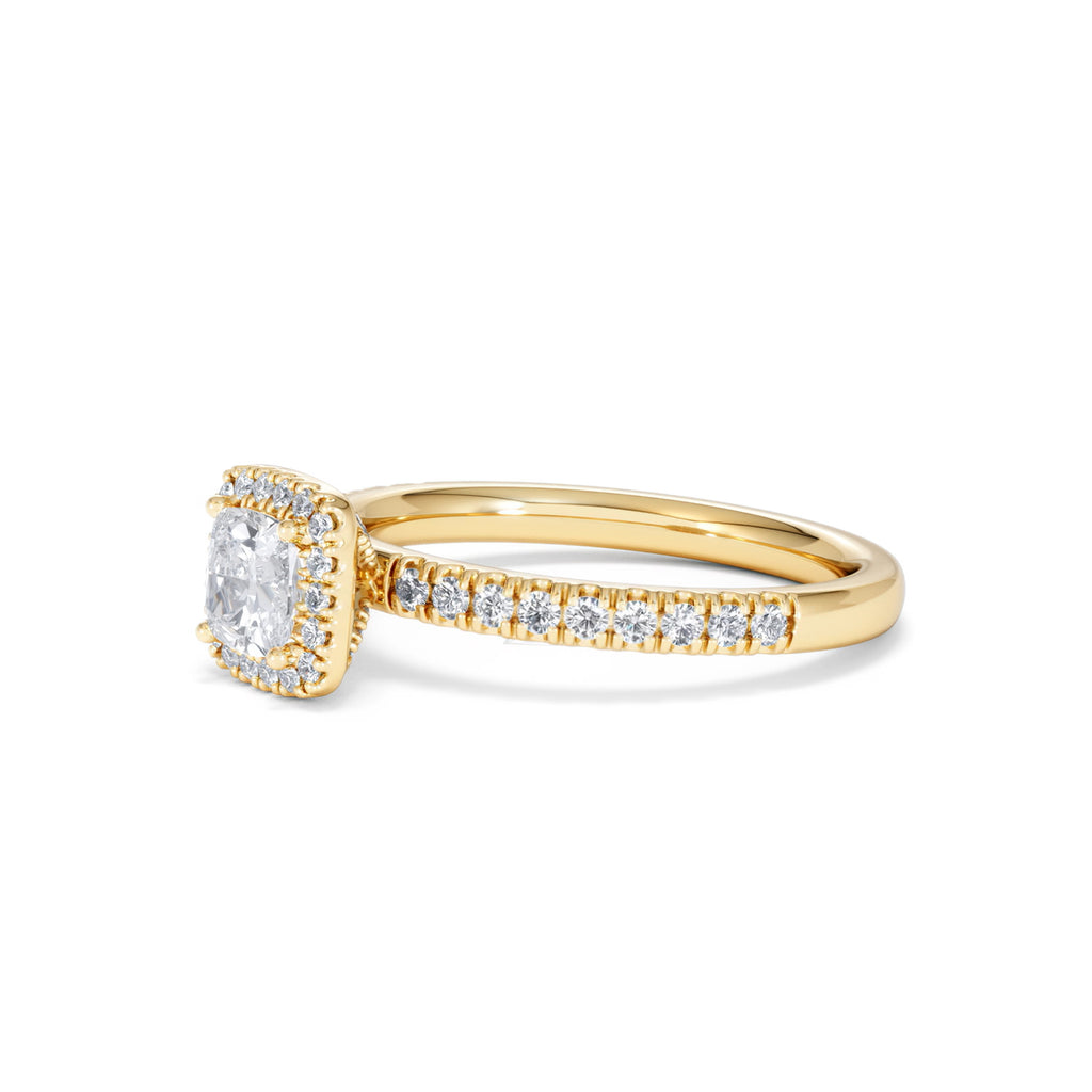 Beatrice Lab Diamond Halo Engagement Ring in 18K Gold 1ct F/VS1