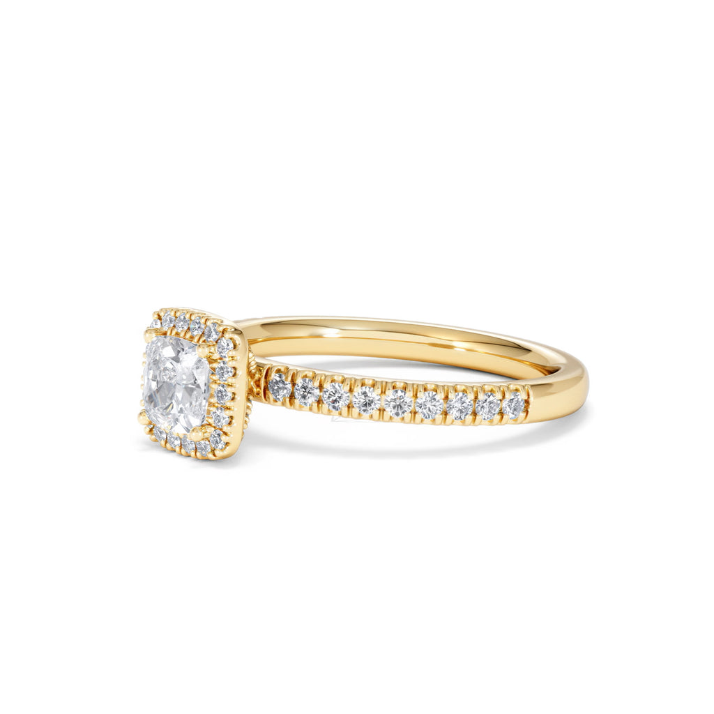 Beatrice Lab Diamond Halo Engagement Ring in 18K Gold 1ct F/VS1