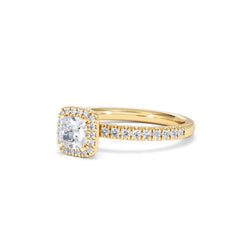 Beatrice Lab Diamond Halo Engagement Ring in 18K Gold 1ct F/VS1