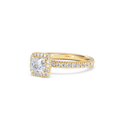 Beatrice Lab Diamond Halo Engagement Ring in 18K Gold 1ct F/VS1