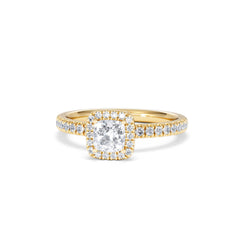 Beatrice Lab Diamond Halo Engagement Ring in 18K Gold 1ct F/VS1