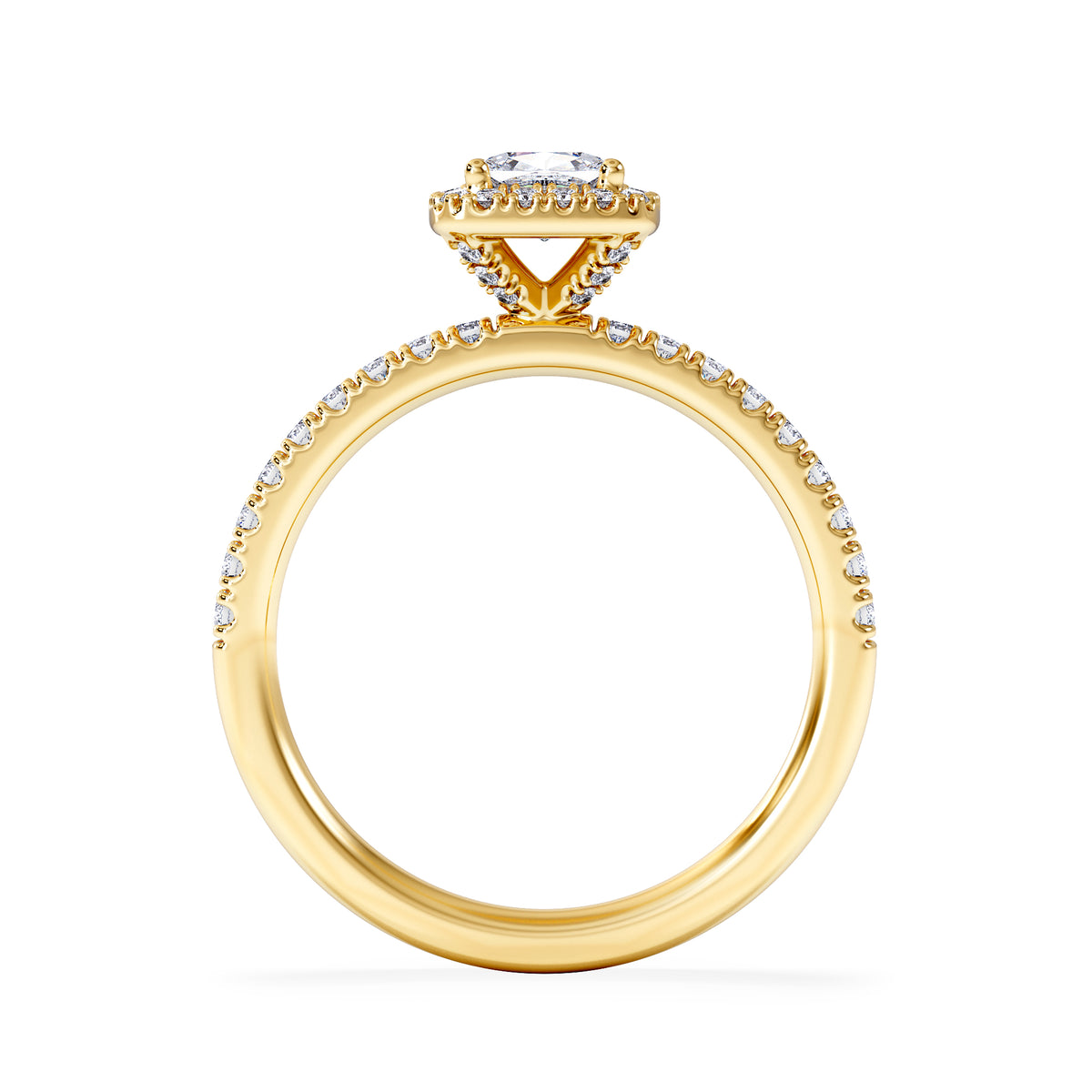 Beatrice Lab Diamond Halo Engagement Ring in 18K Gold 1ct F/VS1