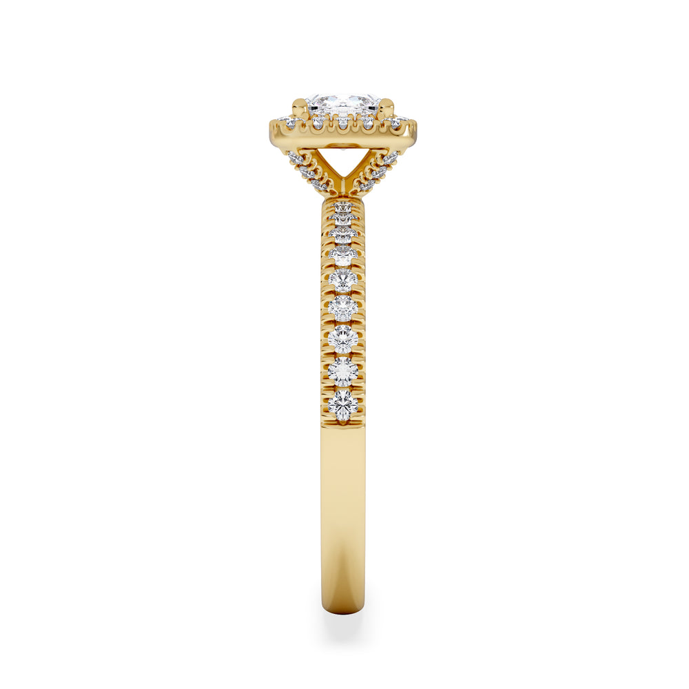 Beatrice Lab Diamond Halo Engagement Ring in 18K Gold 1ct F/VS1