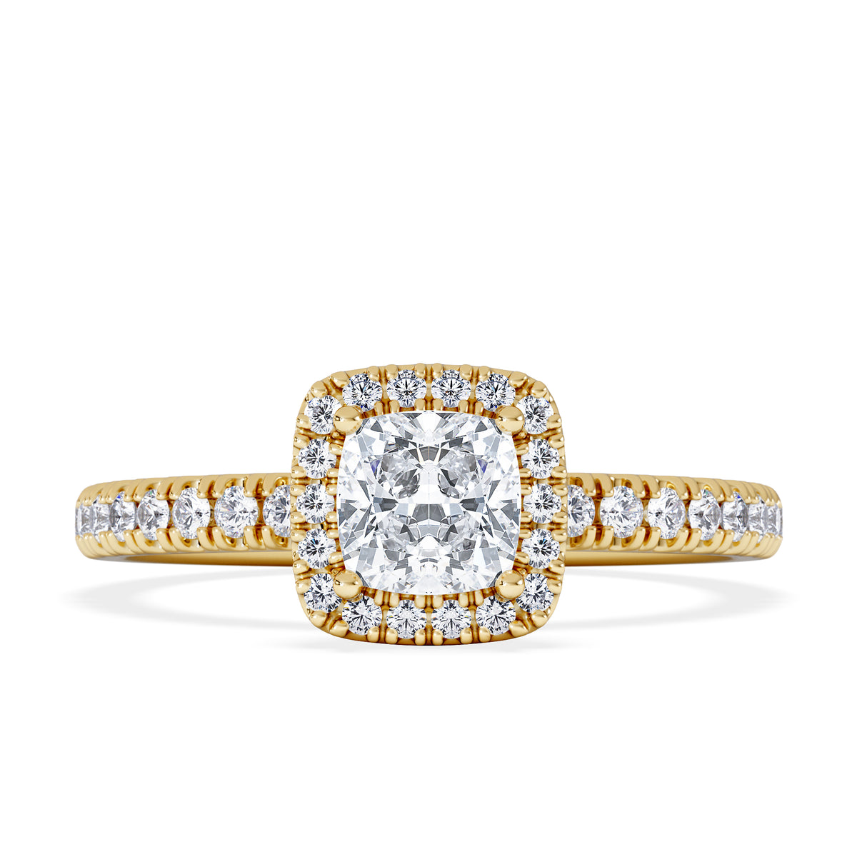 Beatrice Lab Diamond Halo Engagement Ring in 18K Gold 1ct F/VS1