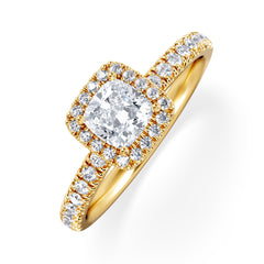 Beatrice Lab Diamond Halo Engagement Ring in 18K Gold 1ct F/VS1