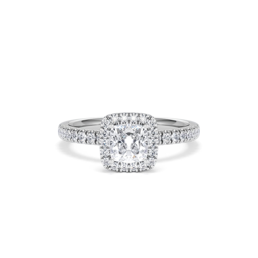 Beatrice GIA Diamond Halo Engagement Ring in Platinum 1.25ct G/VS