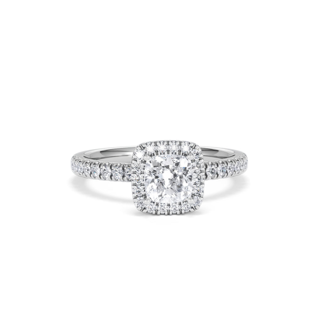 Beatrice GIA Diamond Halo Engagement Ring in Platinum 1.25ct G/VS