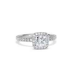 Beatrice GIA Diamond Halo Engagement Ring in Platinum 1.25ct G/VS