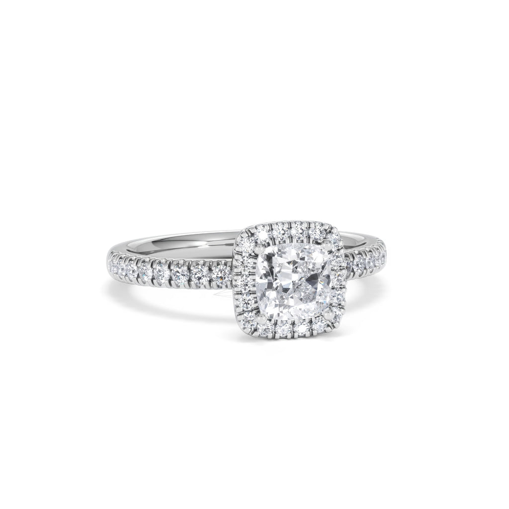 Beatrice GIA Diamond Halo Engagement Ring in Platinum 1.25ct G/VS