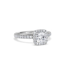 Beatrice GIA Diamond Halo Engagement Ring in Platinum 1.25ct G/VS