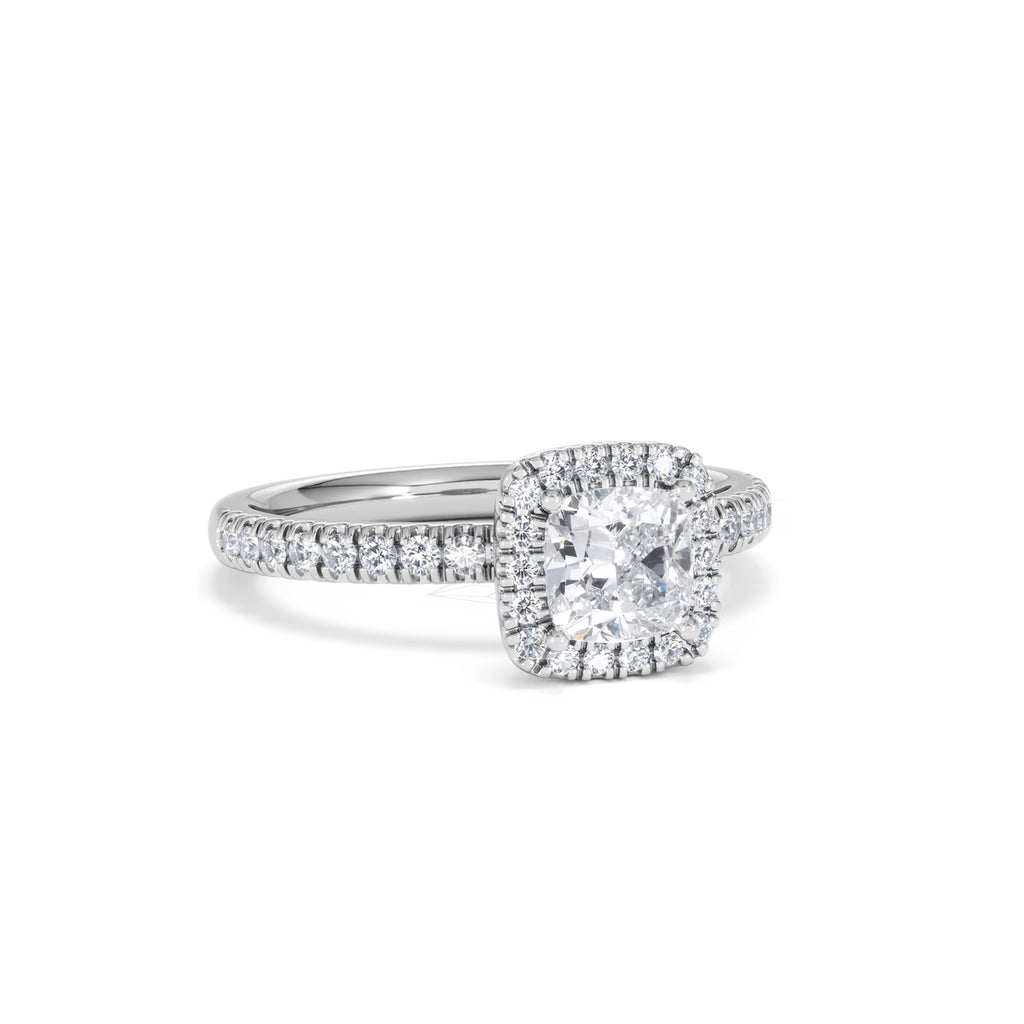 Beatrice GIA Diamond Halo Engagement Ring in Platinum 1.25ct H/SI