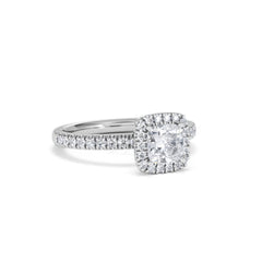 Beatrice GIA Diamond Halo Engagement Ring in Platinum 1.25ct G/VS