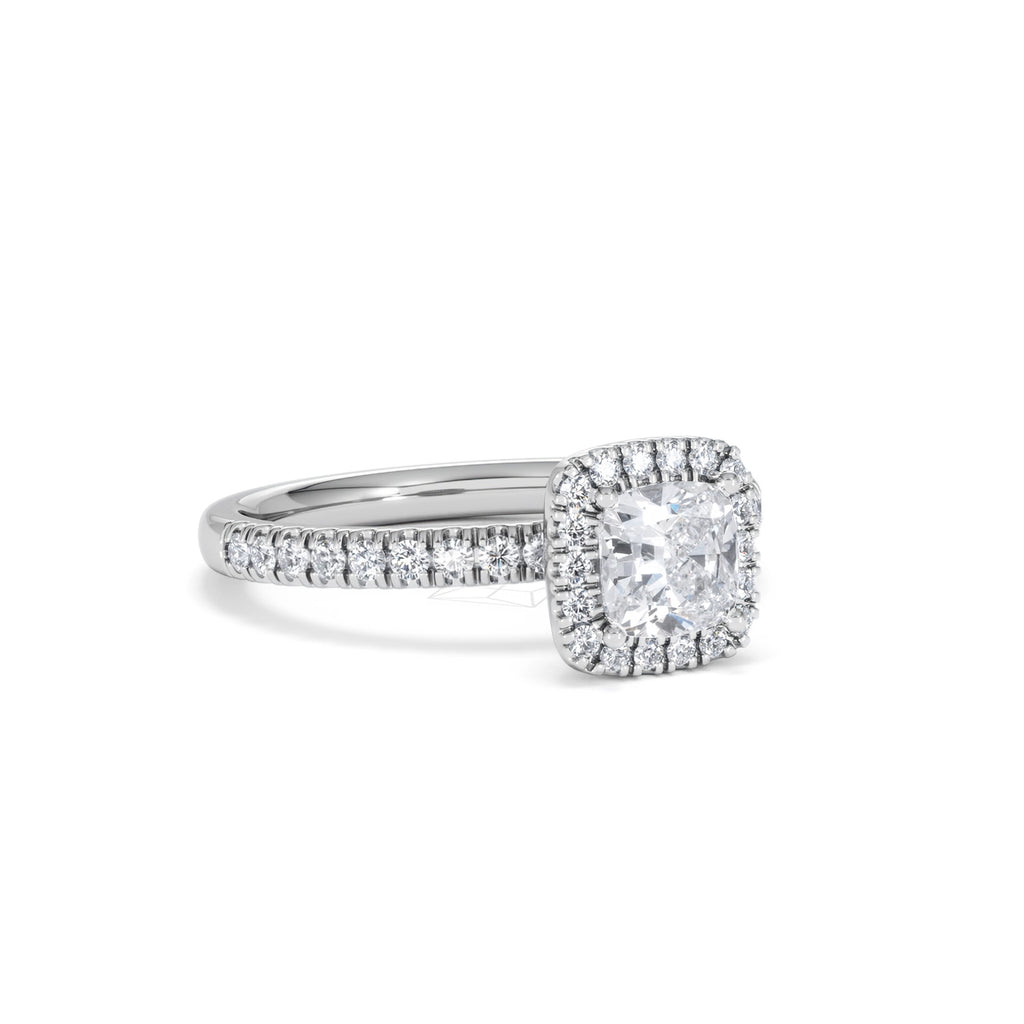 Beatrice GIA Diamond Halo Engagement Ring in Platinum 1.25ct G/VS