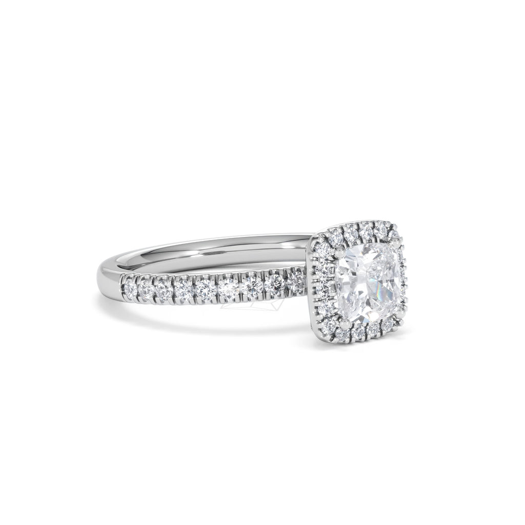 Beatrice GIA Diamond Halo Engagement Ring in Platinum 1.25ct G/VS