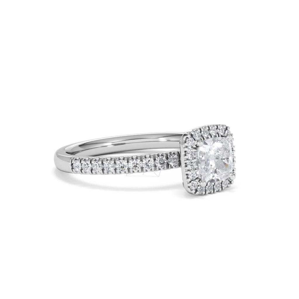 Beatrice GIA Diamond Halo Engagement Ring in Platinum 1.25ct G/VS
