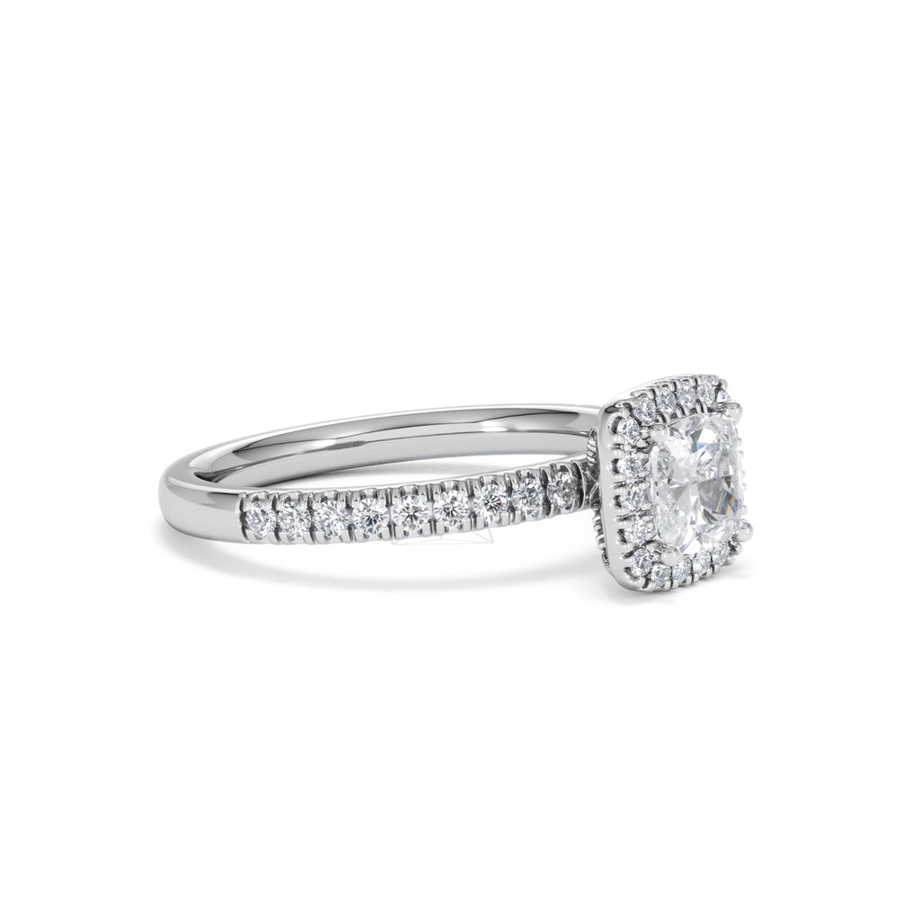 Beatrice GIA Diamond Halo Engagement Ring in Platinum 1.25ct G/VS