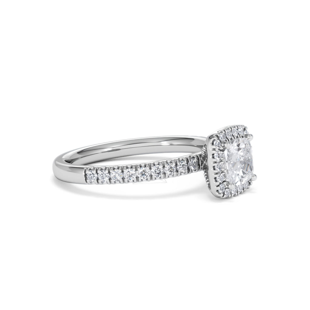 Beatrice GIA Diamond Halo Engagement Ring in Platinum 1.25ct G/VS