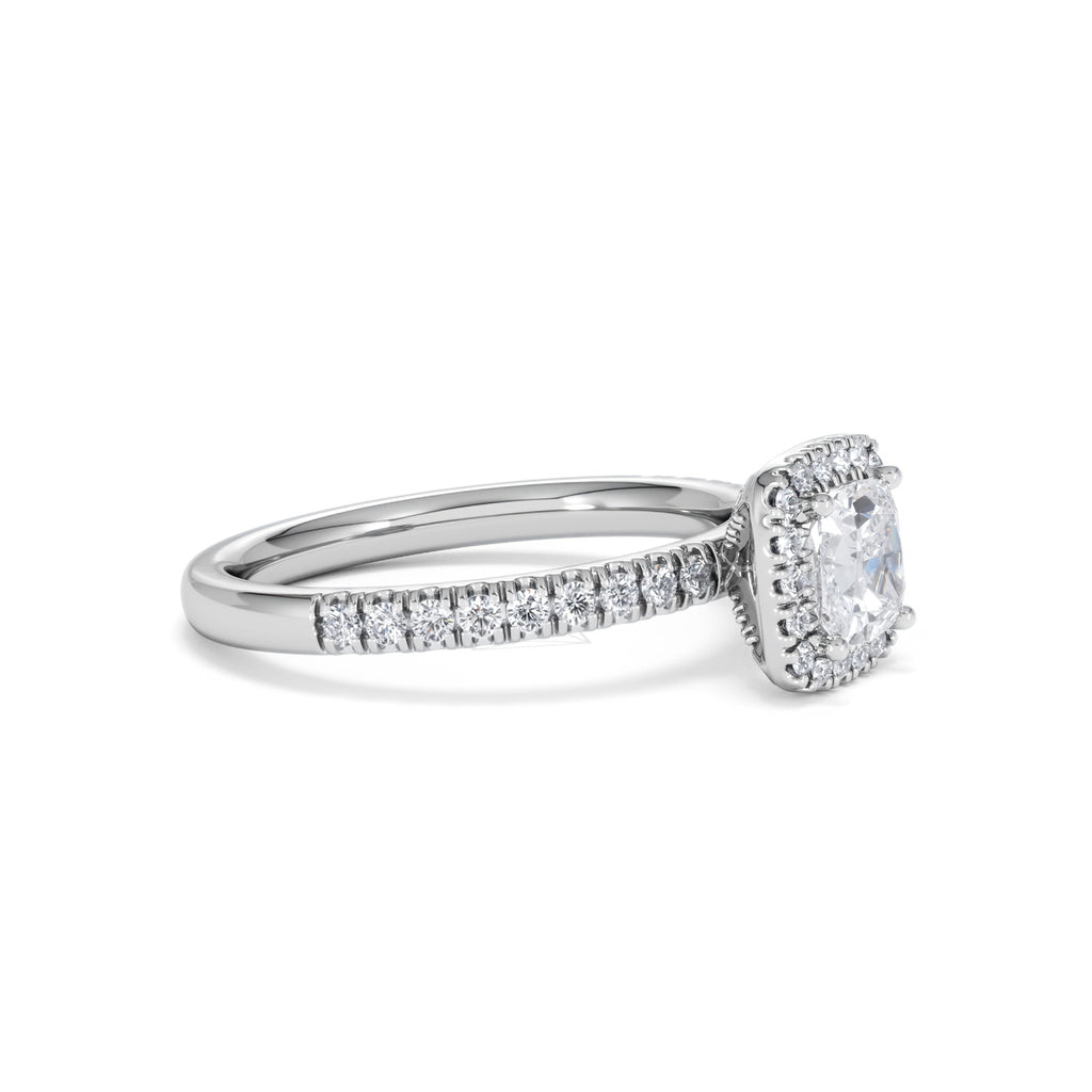 Beatrice GIA Diamond Halo Engagement Ring in Platinum 1.25ct G/VS