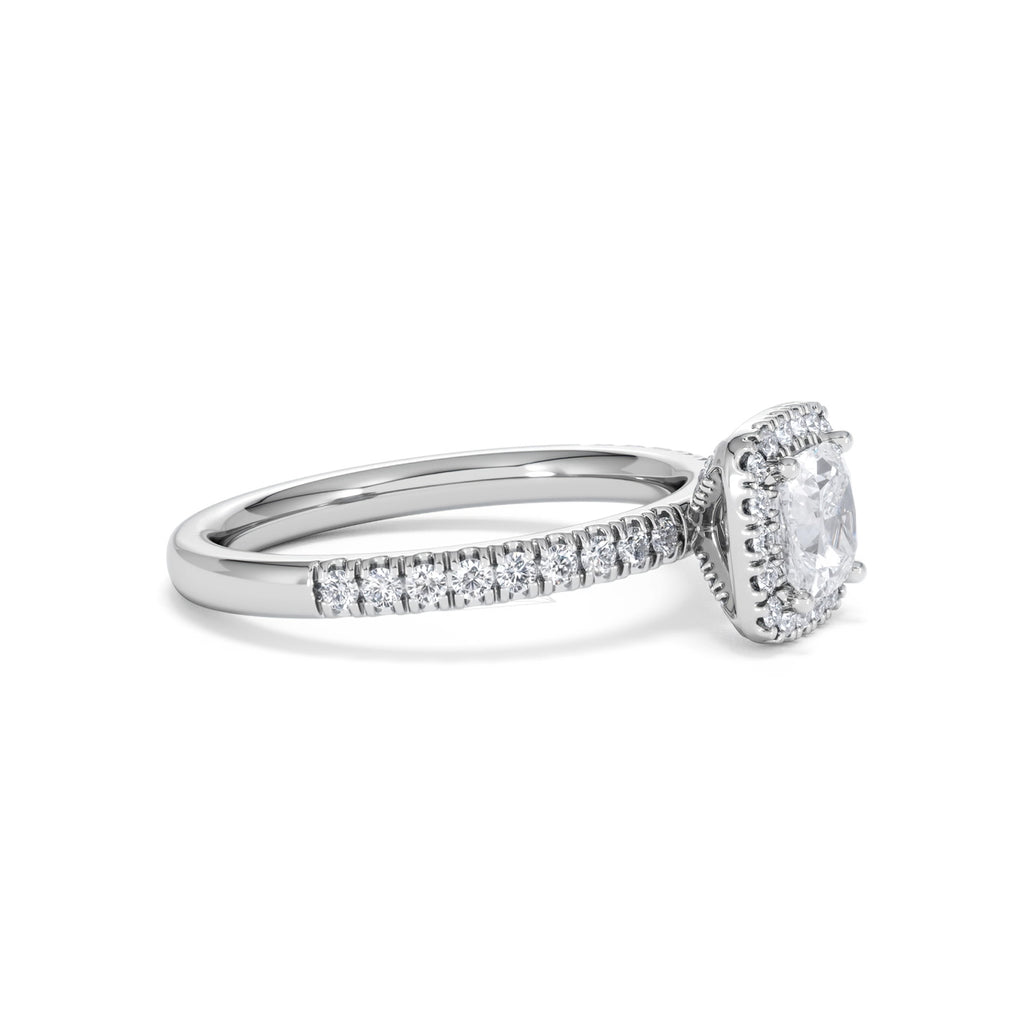 Beatrice GIA Diamond Halo Engagement Ring in Platinum 1.25ct G/VS